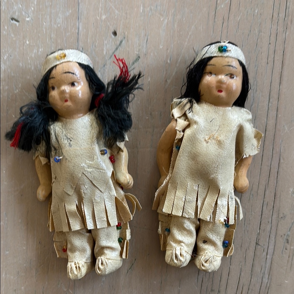 Vintage Bisque Native American Dolls